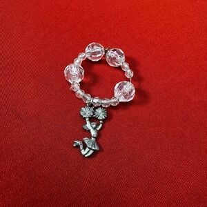 Homemade Pink Beaded Glass, Straw Charm Cheerleader